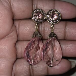 Heidi Daus Pink Crystal Drop Pierced Earrings